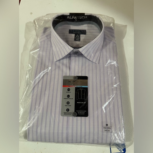 Alfani Men's Lavender and White Striped Dress Shirt - Picture 1 of 5